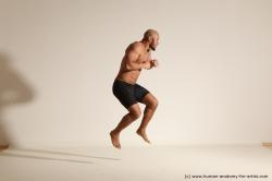 Underwear Man Black Muscular Bald Dancing Dynamic poses Academic